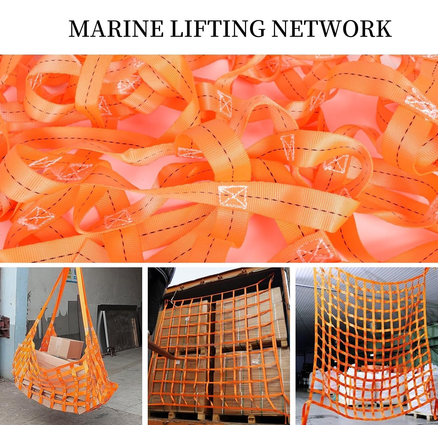 Filet De Levage À Élingue De Protection De Sécurité en Nylon Plat - Sangles De Manutention De Matériaux De Construction 300kg 1M X 1M