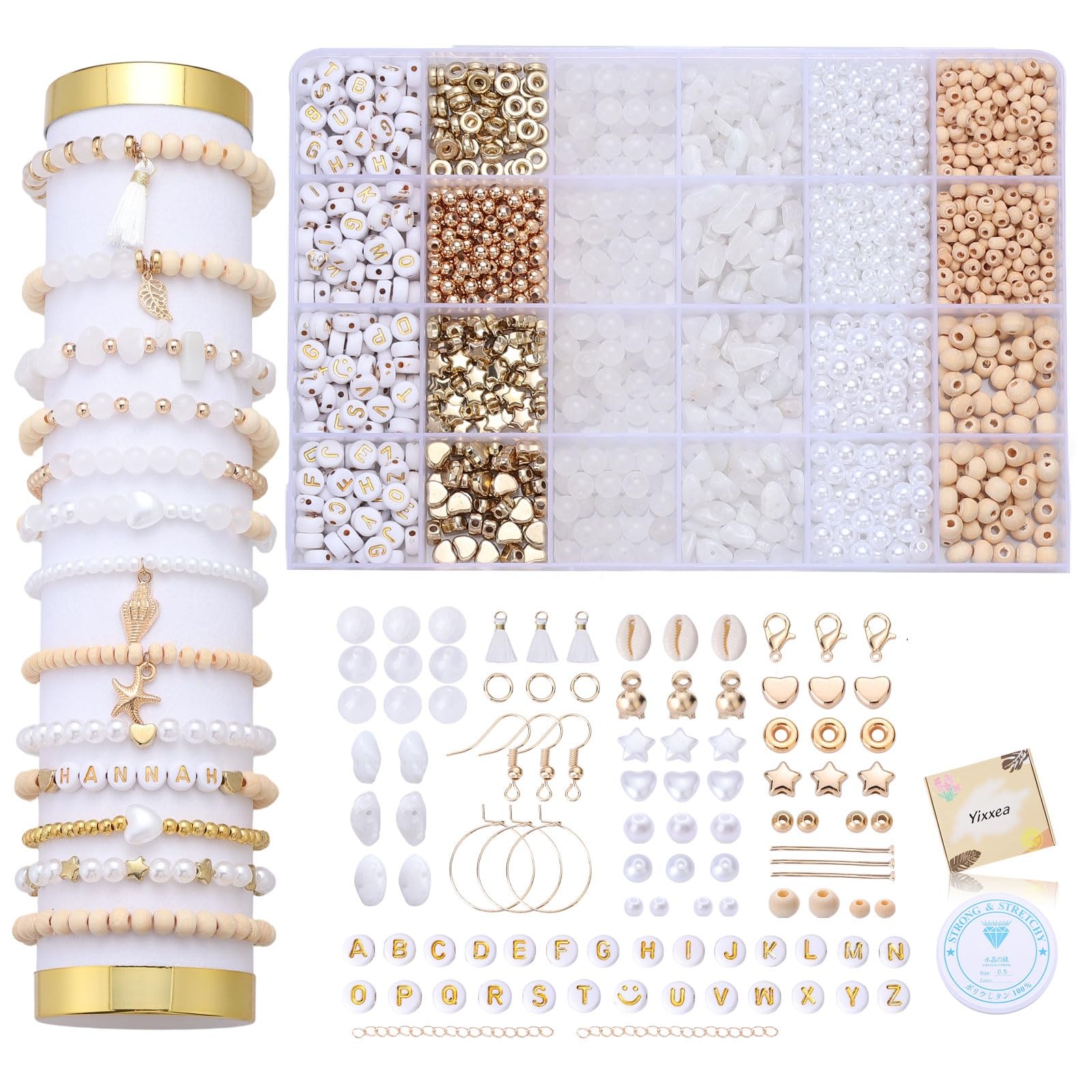 Natural Stone Set Friendship Bracelet Making Kit Beads Jewellery Making — image 1