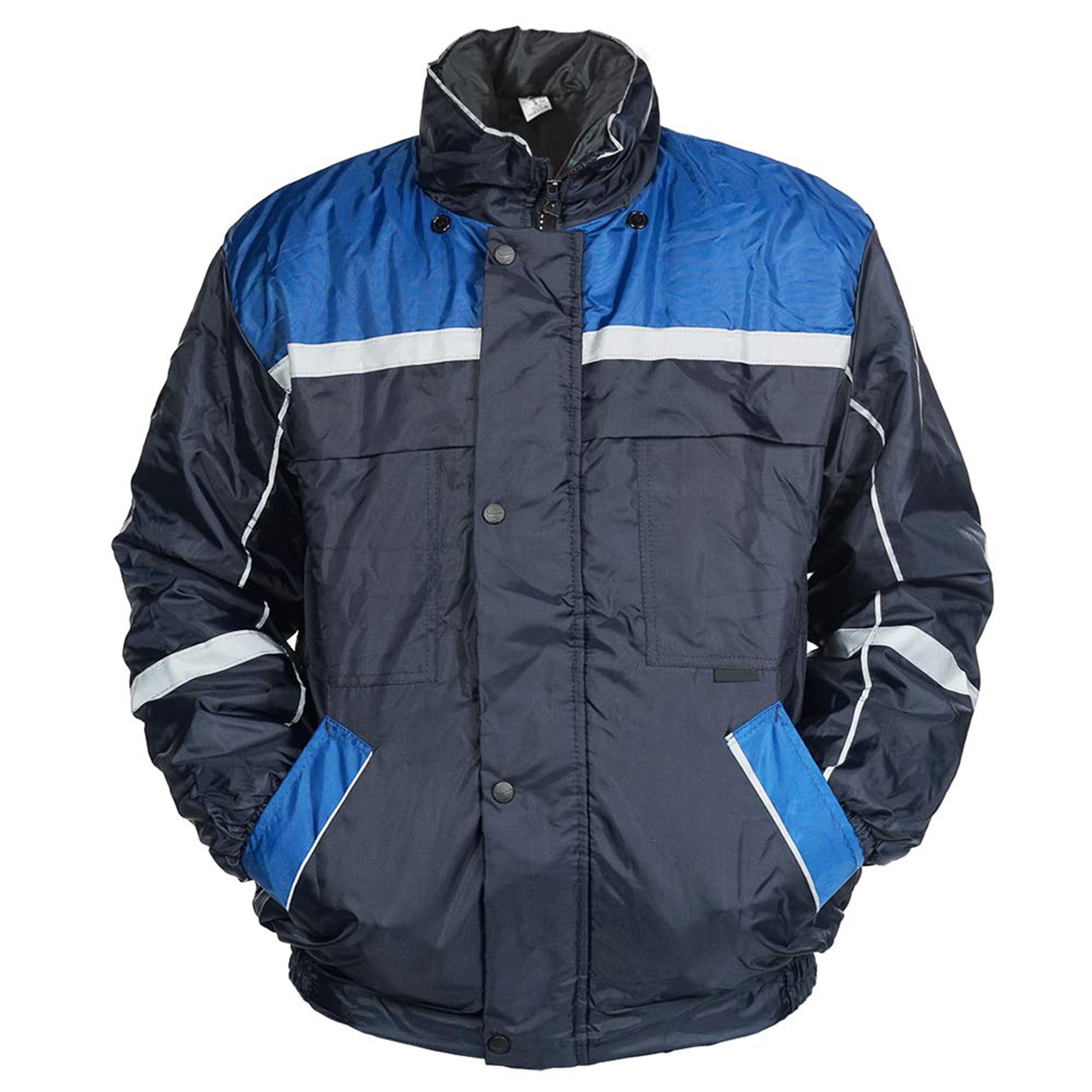 MAZALAT work wear Giacca da Lavoro Invernale Uomo, con Cappuccio, Impermeabile, A Prova di Vento, Giacche da Lavoro, Caldo, Bande Riflettenti, Giubbotto da Lavoro Inverno, Blu