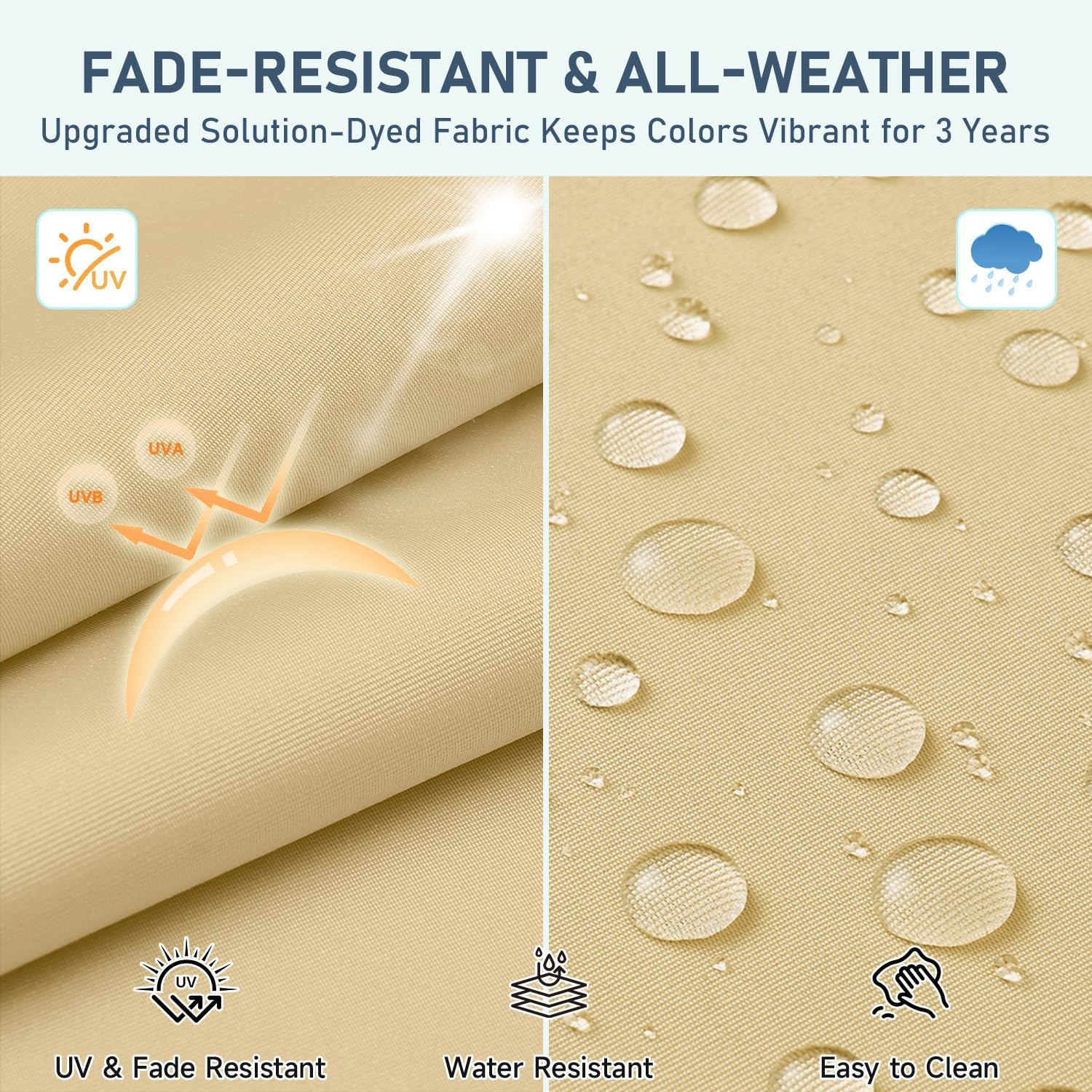 downluxe Outdoor Bench Cushion for Patio Furniture, Water Resistant Tufted Overstuffed Porch Swing Cushions, Thick Outdoor Loveseat Cushions, 44" X 19" X 5", Khaki, Set of 1