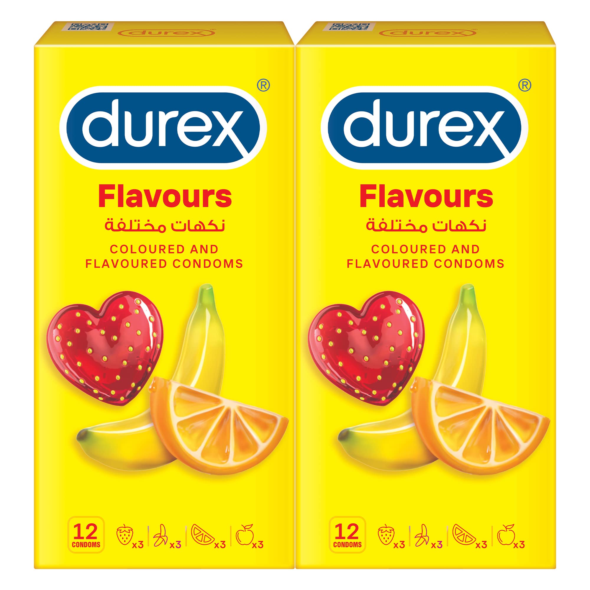 DurexColoured and Flavoured Condoms for Men- 12 Pieces Twin Pack, Medium