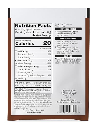 Miniatura 4 de Watkins Mezcla de condimentos gourmet orgánicos salsa Au Jus bolsa de 10 onzas 1 unidad