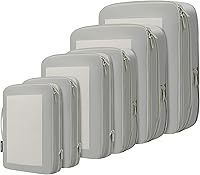 Vista 59 de BAGAIL 4 juegos/6 juegos/8 cubos de compresión para embalaje, accesorios de viaje, organizadores de embalaje expandibles (malla cuadrada, 06-beige)