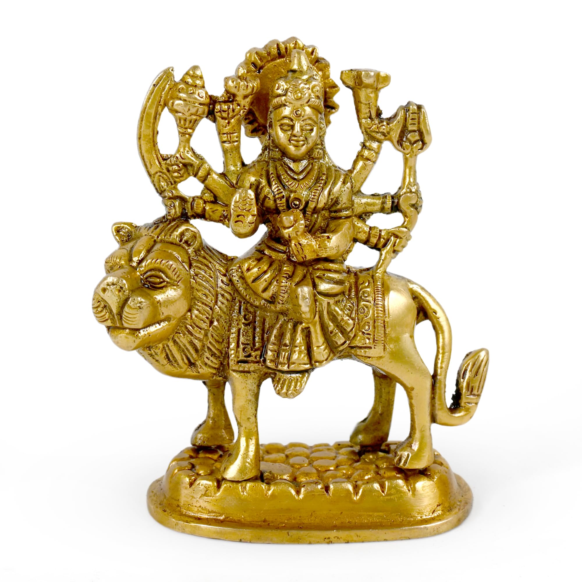 CRAFTHUT Brass Sherawali Mata Idol - Goddess Durga Statue -7
