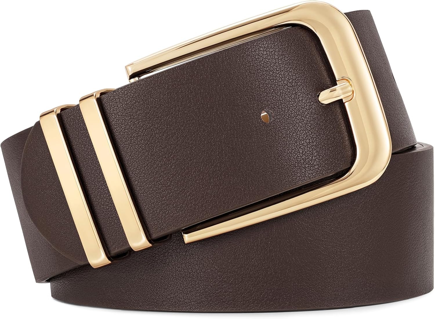 WERFORU Women Wide Leather Belt Women Fashion Wide Belt for Dresses Jeans Ladies Fashion Thick Waistbelt with Gold Buckle