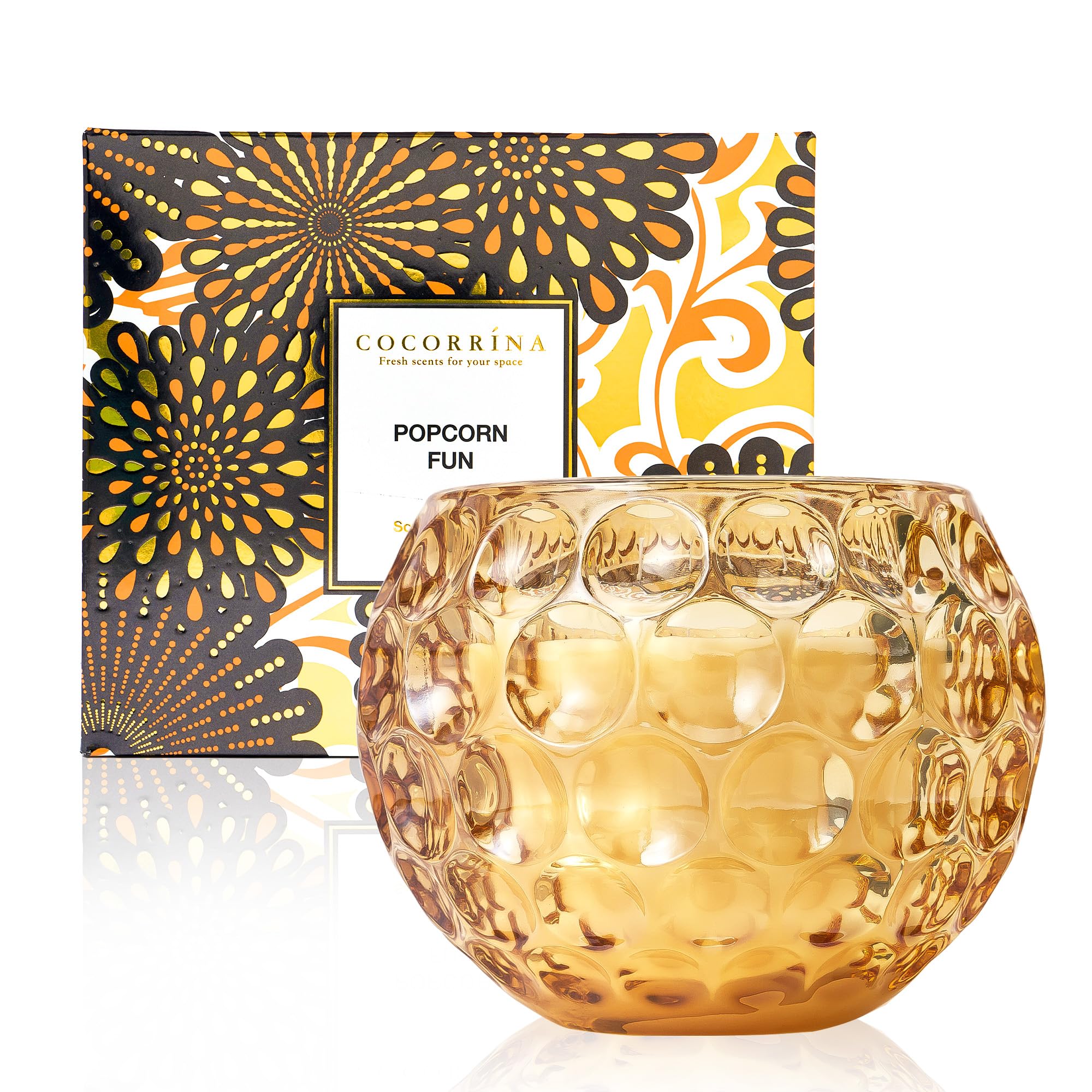 Cocorrína Velas Aromáticas, Palomitas Diversión, 100% Cera de Coco con 2 Mechas, Duración Hasta 40 horas, 300g Velas Perfumada, Regalos de Cumpleaños Perfectos para Hombres y Mujeres