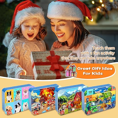 Miniatura 90 de LELEMON Rompecabezas para niños de 4 a 8 años, rompecabezas de 100 piezas para niños, rompecabezas educativos para niños en una caja de metal