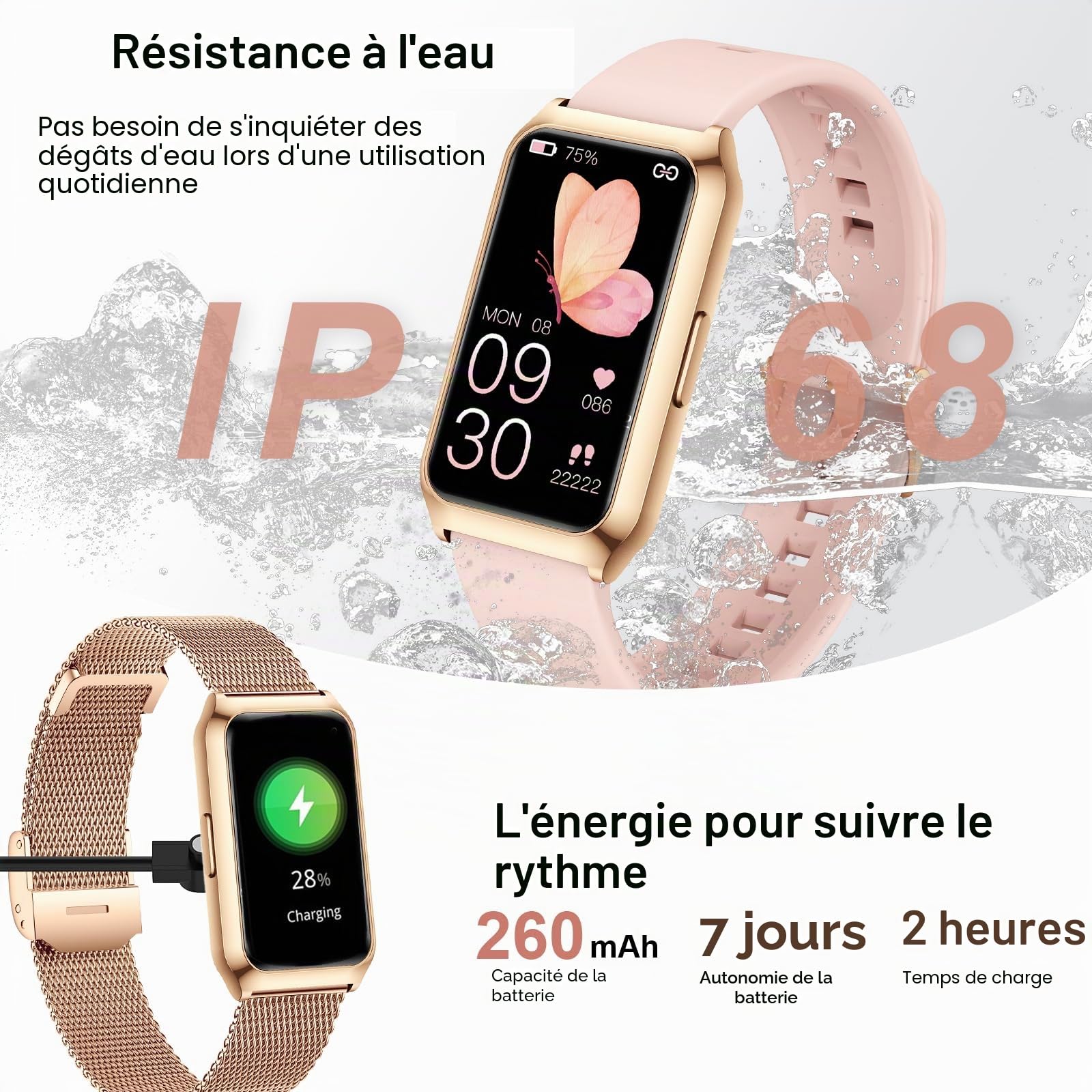 Montre Connectée Femme, 1.47" HD Smartwatch avec Cadre en Aluminium, 26 Modes Sportifs, Fréquence Cardiaque SpO2 Suivi Sommeil, Etanche IP68 Smartwatch Féminine pour Android iOS, Or Rose