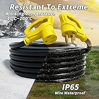 Vista 5 de NEMA 14-50P/14-50R - Cable de extensión de 10 pies y 50 amperios RV/EV para exteriores con mango de agarre, cable de alimentación STW RV flexible