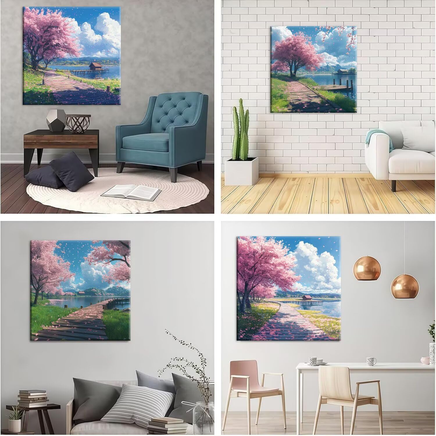 Paisaje de flores de cerezo Pintar Diamantes Kit Adultos 60x60cm f-912