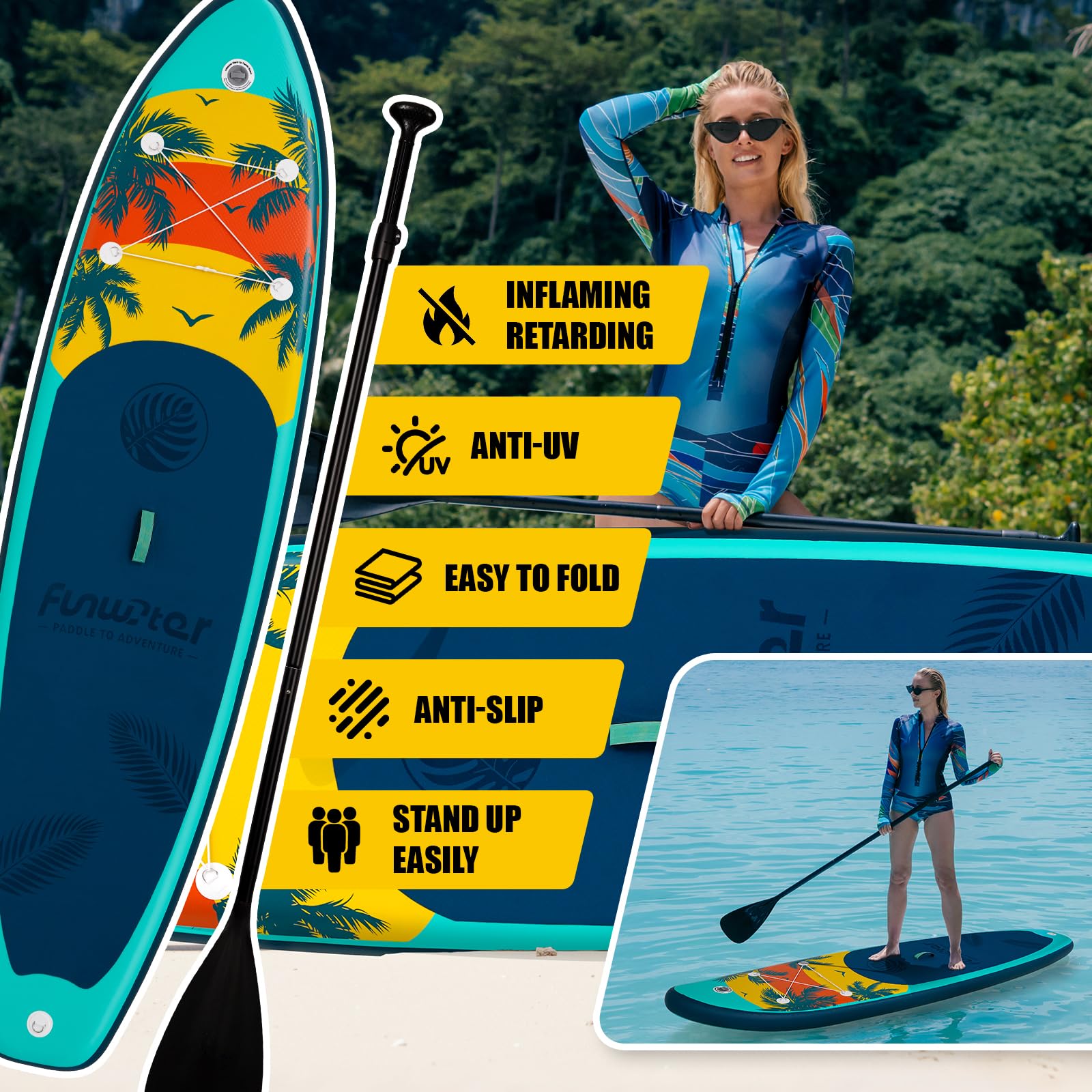 FunWater Paddleboard gonfiabile ultraleggero con accessori SUP per adulti e ragazzi di tutti i livelli