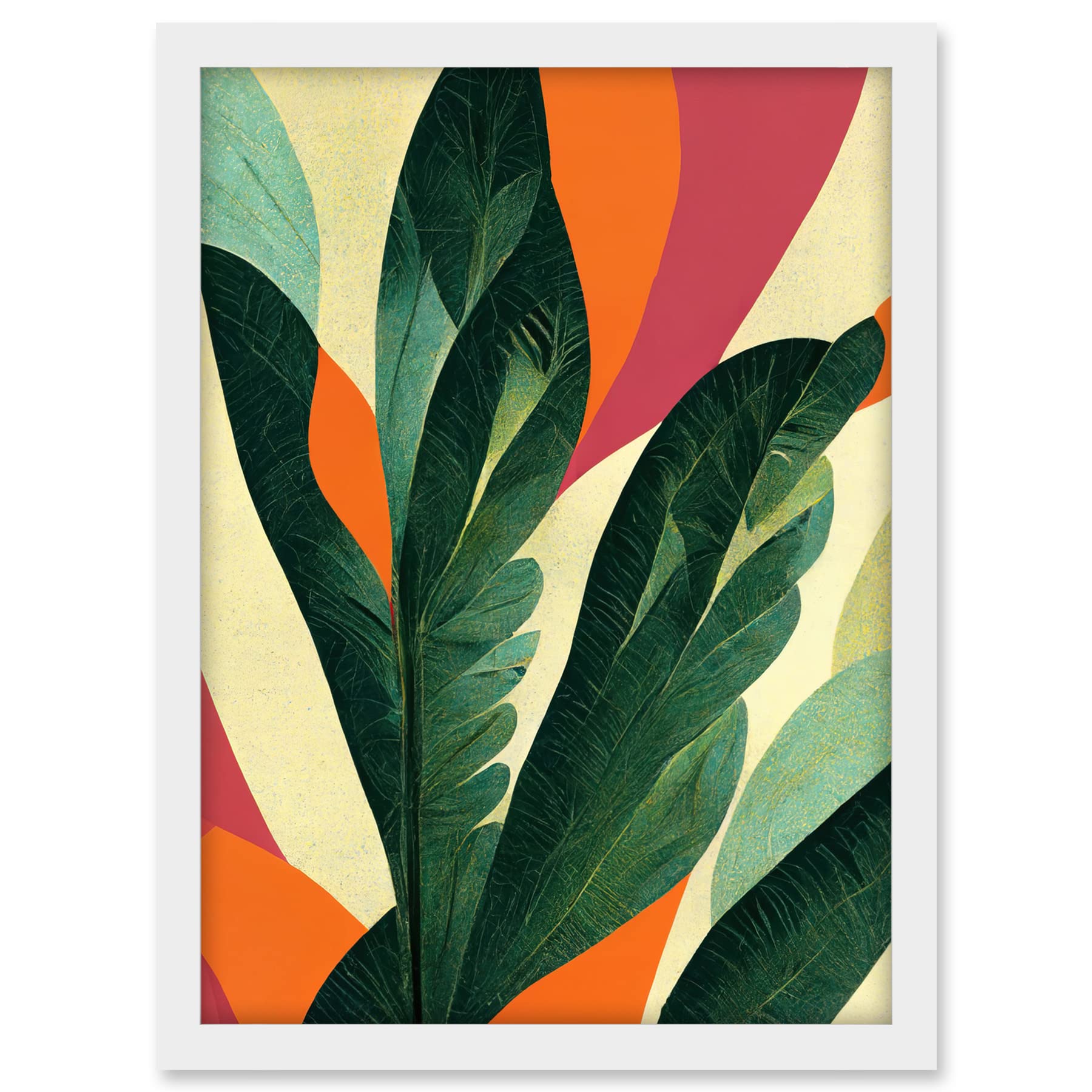 Wee Blue Coo Abstract Boho Colour Exotic Tropical Leaves Botanical Artwork Framed A3 Wall Art Print