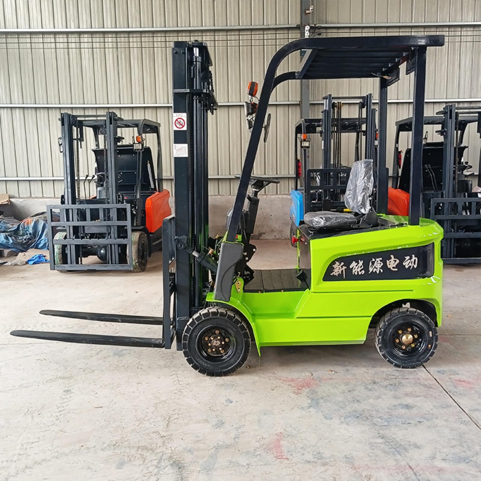 Carretilla elevadora eléctrica, carretilla elevadora eléctrica de contrapeso con neumáticos sólidos, carretillas elevadoras de acero reforzado para materiales de construcción