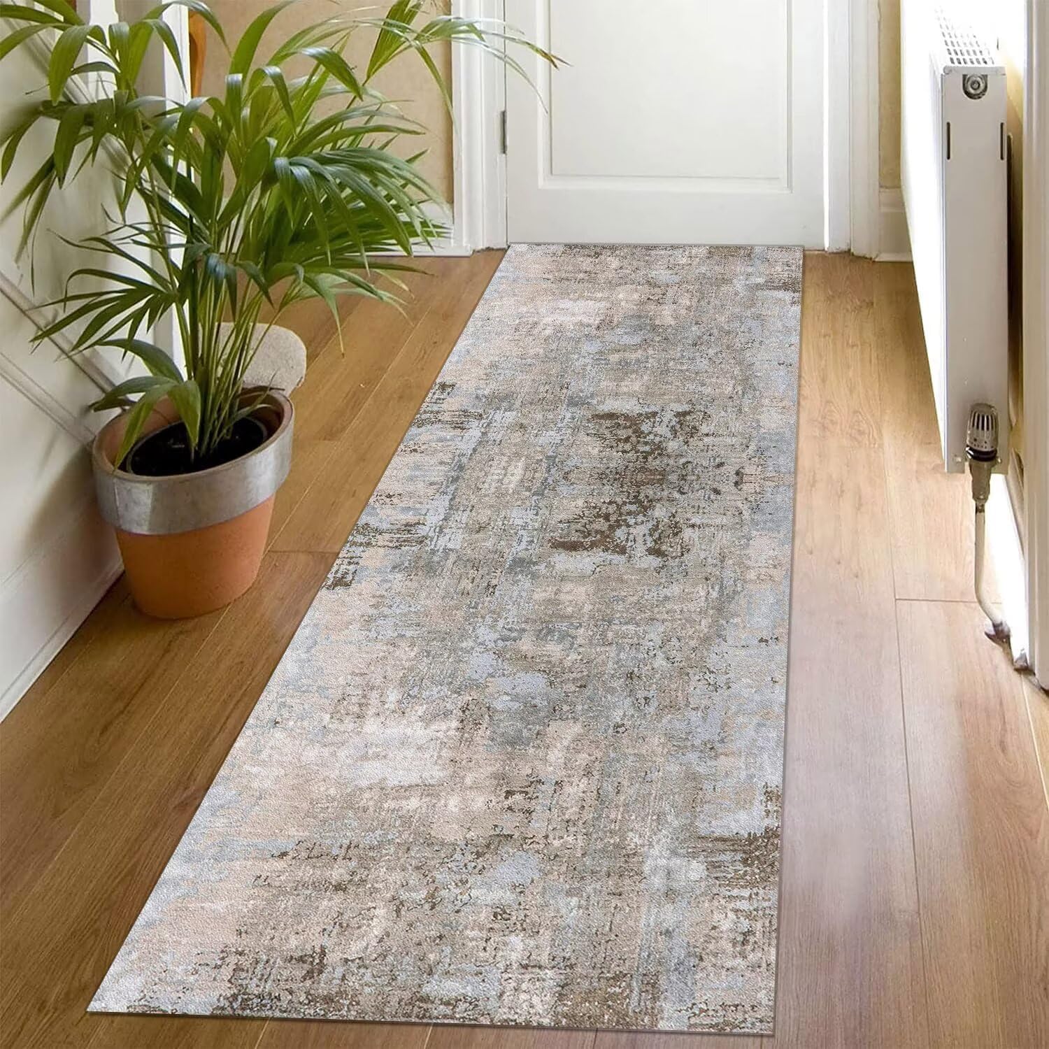 Lange loper, antislip, wasbaar, 100 x 250 cm, keuken, gang, tapijtloper voor gang, 3D-houtnerf, slaapkamer, woonkamer, polyester, tapijtmat, duurzaam, aanpasbaar keukentapijt, per meter