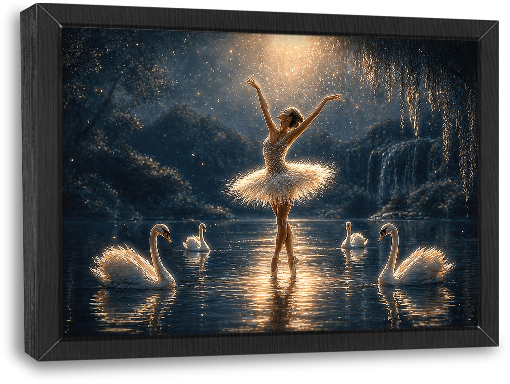 Uiamt Ballet-Swan Ballerina Wall Art Pictures Decor Swan Lake Dance Artwork 12"X16"