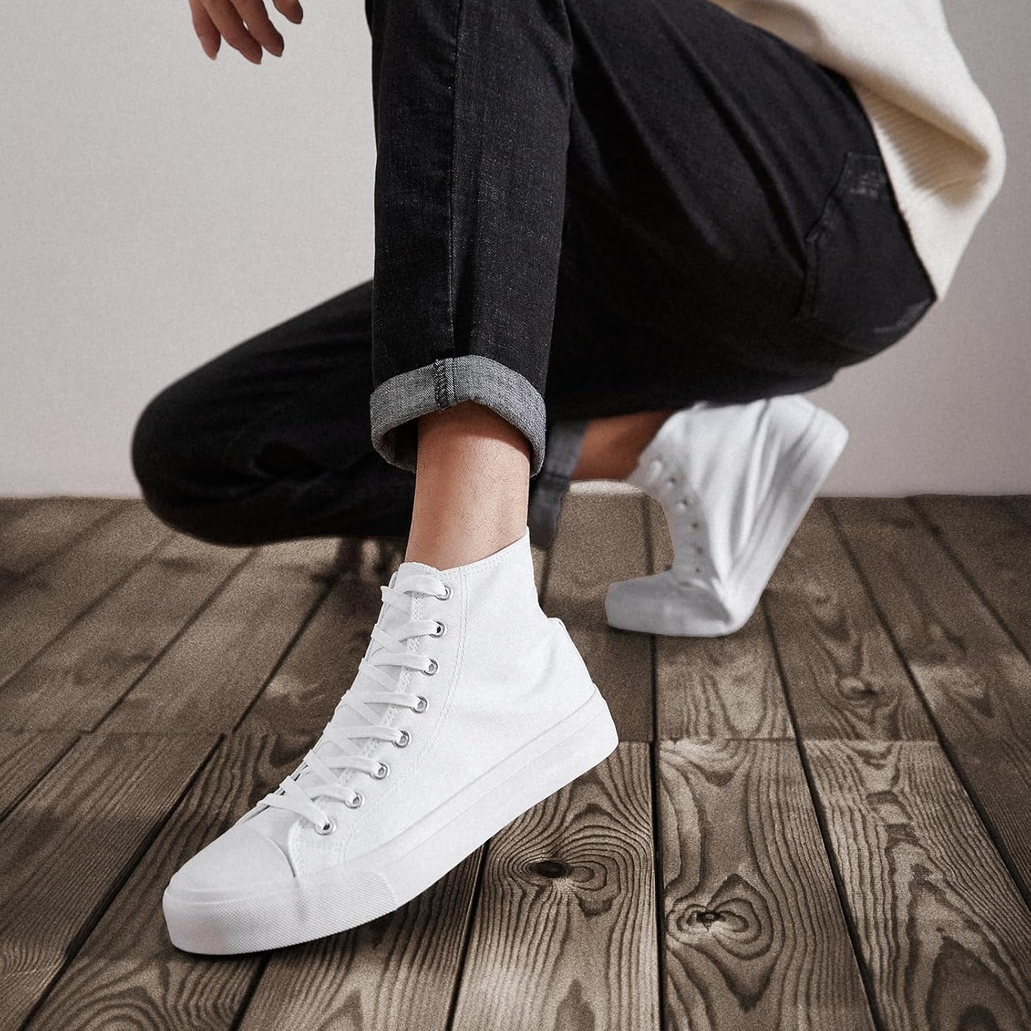 ZGR Men's High Top Canvas Sneakers Lace Up Classic Casual Walking Shoes - Image 9