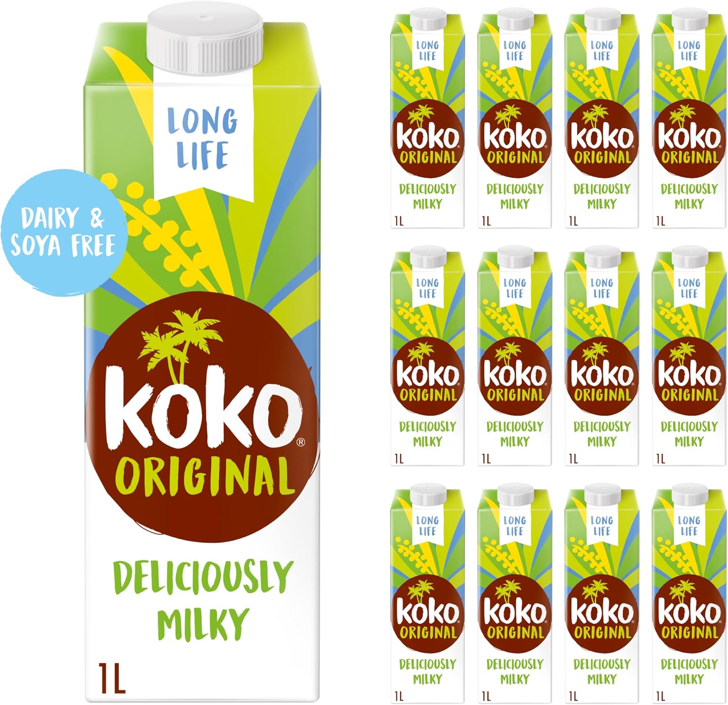 Koko Original 12 x 1L Light & Fresh Tasting Coconut Milk Ambient