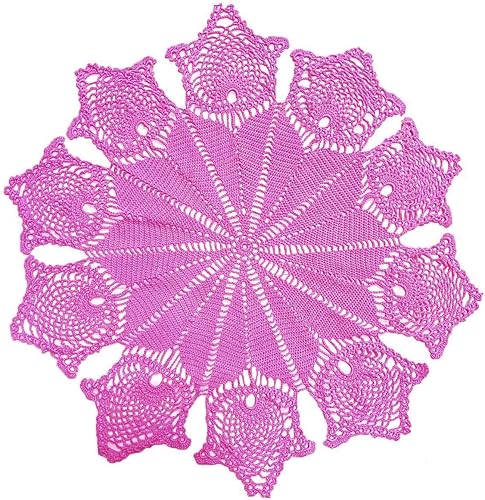 Vista 8 de BIBITIME Manteles individuales de encaje redondos hechos a mano con diseño de flores de ganchillo para cocina