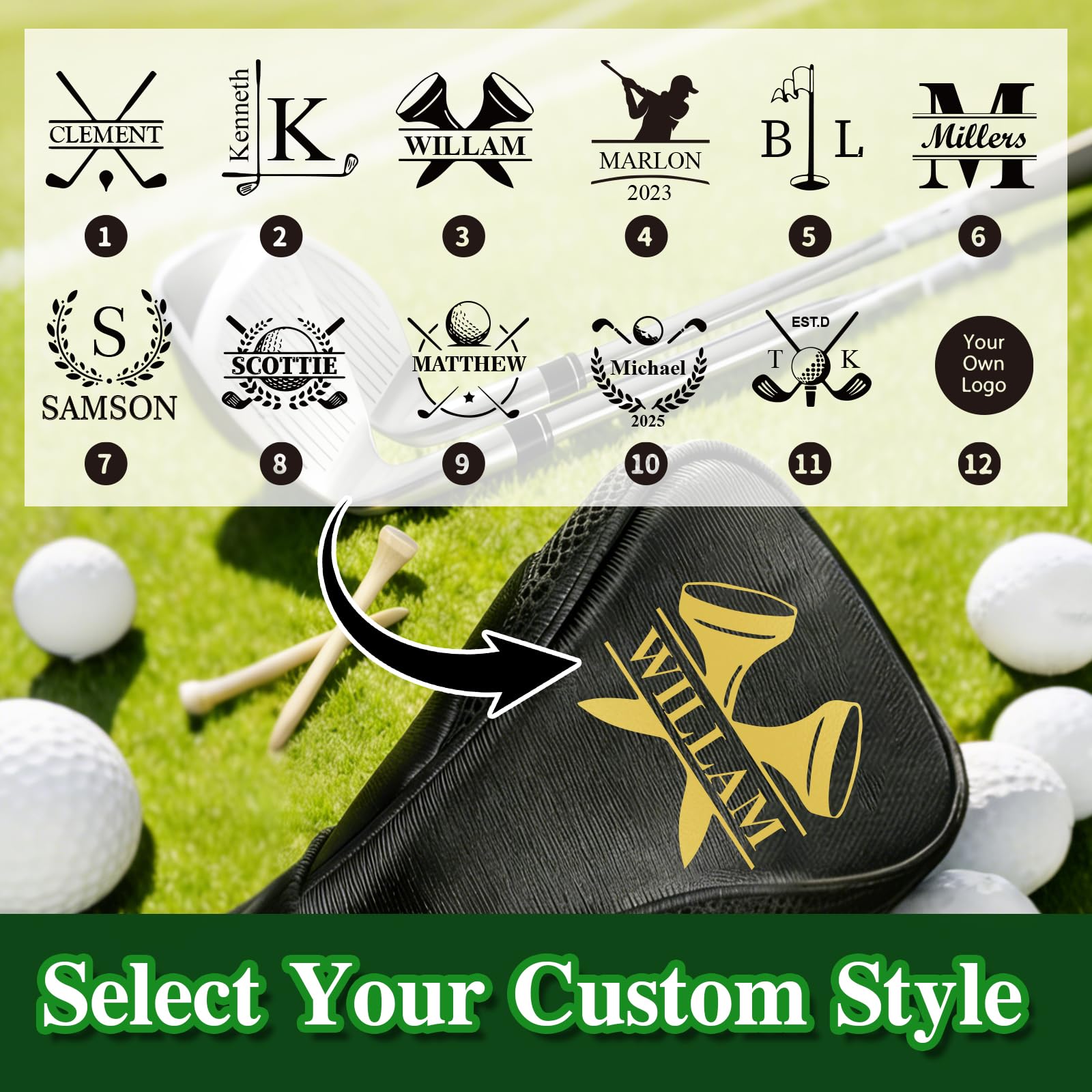 Housse de Club de Golf personnalisée UIDMEN, Couvre-Club de Driver, Impression personnalisée avec nom ou Logo, Accessoires de Golf pour Hommes, Cadeaux pour Les passionnés de Golf, Les golfeurs