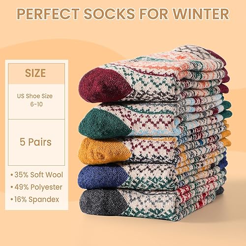 Miniatura 2 de Clothirily Wool Socks for Women, Vintage Womens Wool Socks, Winter Warm Boot Sock for Women Men, Thick Winter Cozy Sock