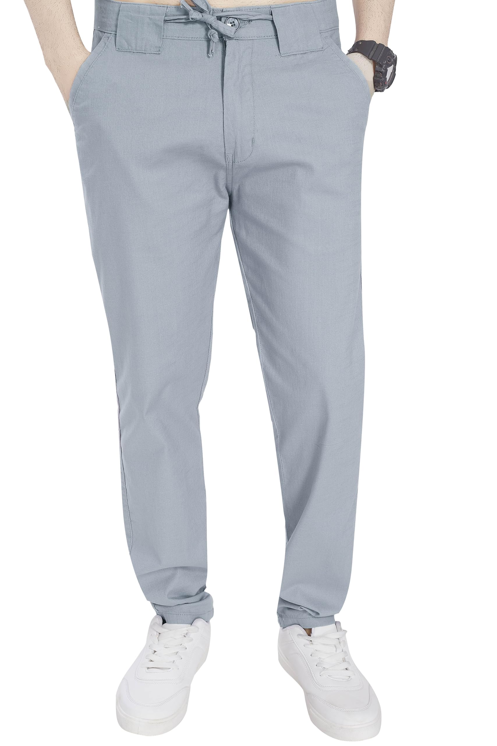 divisive Men's Relaxed Fit Cotton Linen Blend Trousers-picture-25
