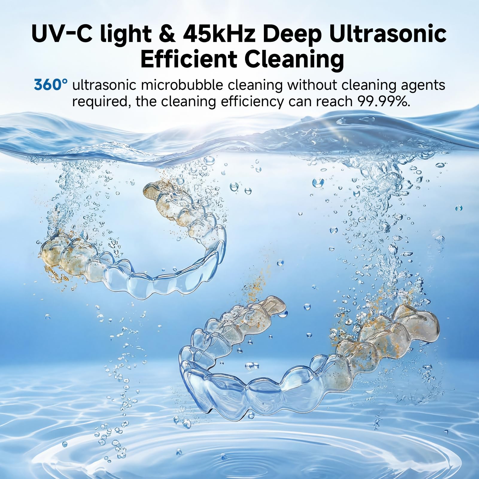 Máquina limpiadora de retenedores ultrasónicos, cápsula de limpieza dental de 45 kHz para prótesis, protectores bucales, aparatos ortopédicos, alineadores, protector nocturno, temporizador digital, 5
