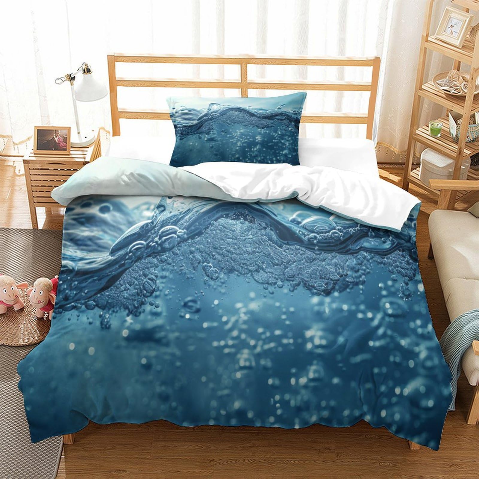 P1s9u7w5y Water Ripple-3 Celestial 3D Printed Duvet Cover Set 3Pcs Microfiber Starry Sky Bedding Set Single（135X200cm）