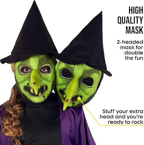 Miniatura 3 de Morph Disfraz de bruja para niñas, disfraz de bruja de 2 cabezas, disfraz de bruja para niños, disfraz de bruja para niños, disfraz de bruja para