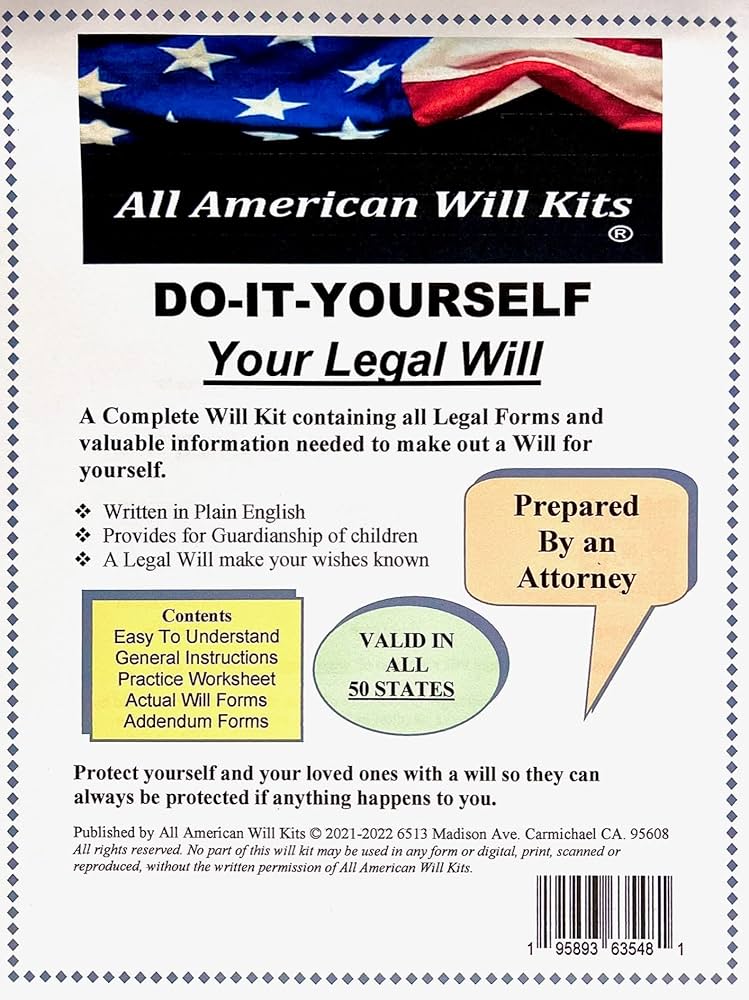 Amazon.com: Do-It-Yourself Legal Will Kit – Come with one Set – No Printing – No Downloading - No CD is Required - Prepared by an Attorney Multicolor 8.5inchX11inch : Office Products amazon-com-do-it-yourself-legal-will-kit-come-with-one-set-no-printing-no-downloading-no-cd-is-required-prepared-by-an-attorney-multicolor-8-5inchx11inch-office-products