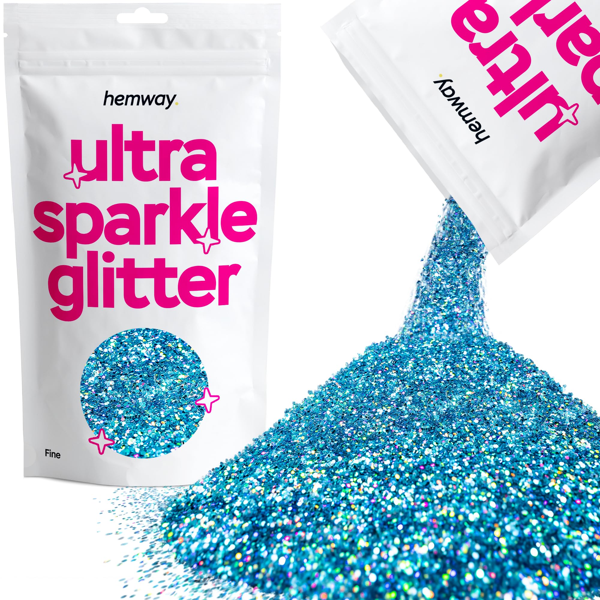 Hemway Ultra Sparkle Glitter Baby Pink Iridescent 100g Fine | Glitter for Arts & Craft, Makeup, Nail Art, Crafting, Card Making, Sparkle Decoration — view 156