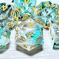 Vista 27 de Resin Cat Head DND Dice, Sharp Edge Dungeons and Dragons Polyhedron Game Dice Set for Role Playing Games RPG Explorer Magic, Holiday Birthday Gifts