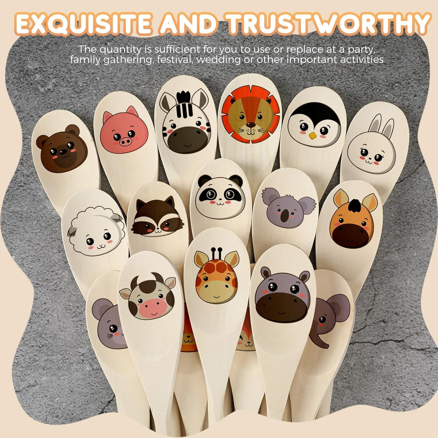 Eaasty 50 Pcs 9.8 Inch Wooden Spoons Bulk for Cooking Handle Long Wooden Spoons Stirring Spoons Oval Wood Mixing Spoons for Baking Mixing Serving Stirring Cooking Tasting Crafts - Image 3