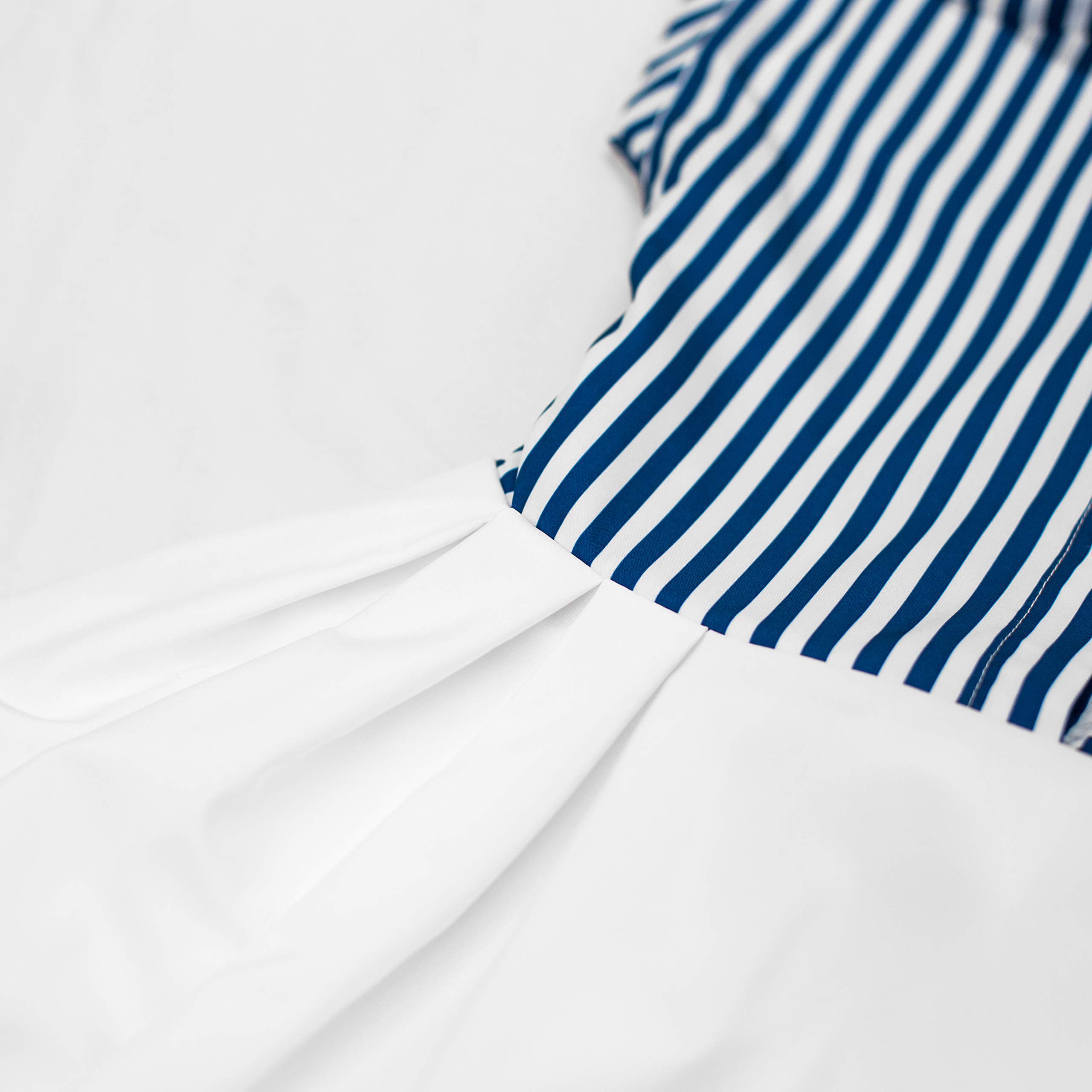 BlackButterfly Mädchen Kleid Polly Streifen Faltenrock | Zweifarbig, Schleifenkragen, Flügelärmel, Satinband am Saum, Maritim, Gefüttert, Reißverschluss hinten, 3-14 Jahre