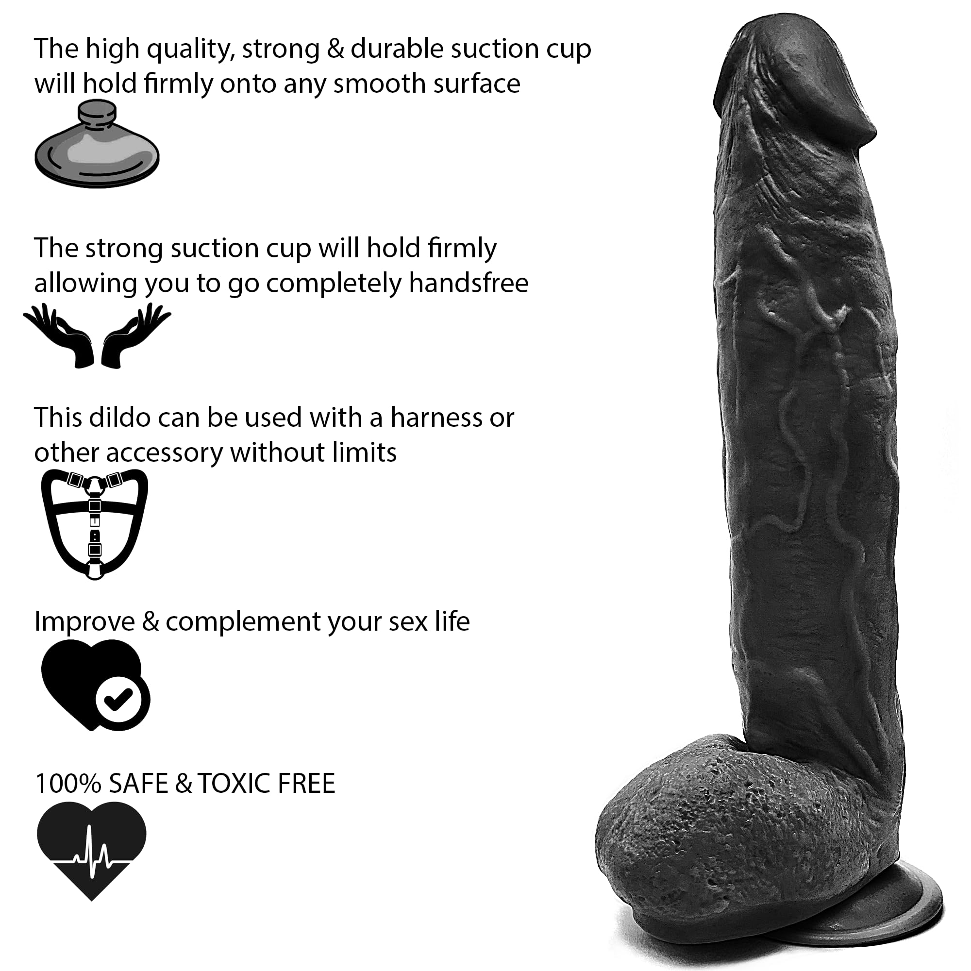 Grande dildo grande 33 cm realistico forte ventosa spessa sensazione reale adulto impermeabile giocattolo del sesso per uomini donne coppie nero