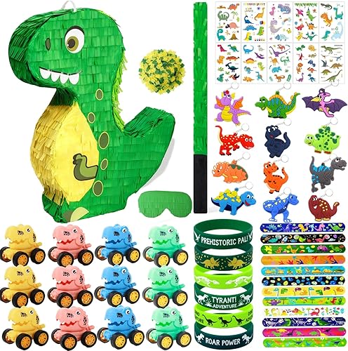 Piñata de dinosaurio para fiesta de cumpleaños de niños, suministros de fiesta de cumpleaños para niños, fiesta temática de dinosaurios, 12 x 16 x 3