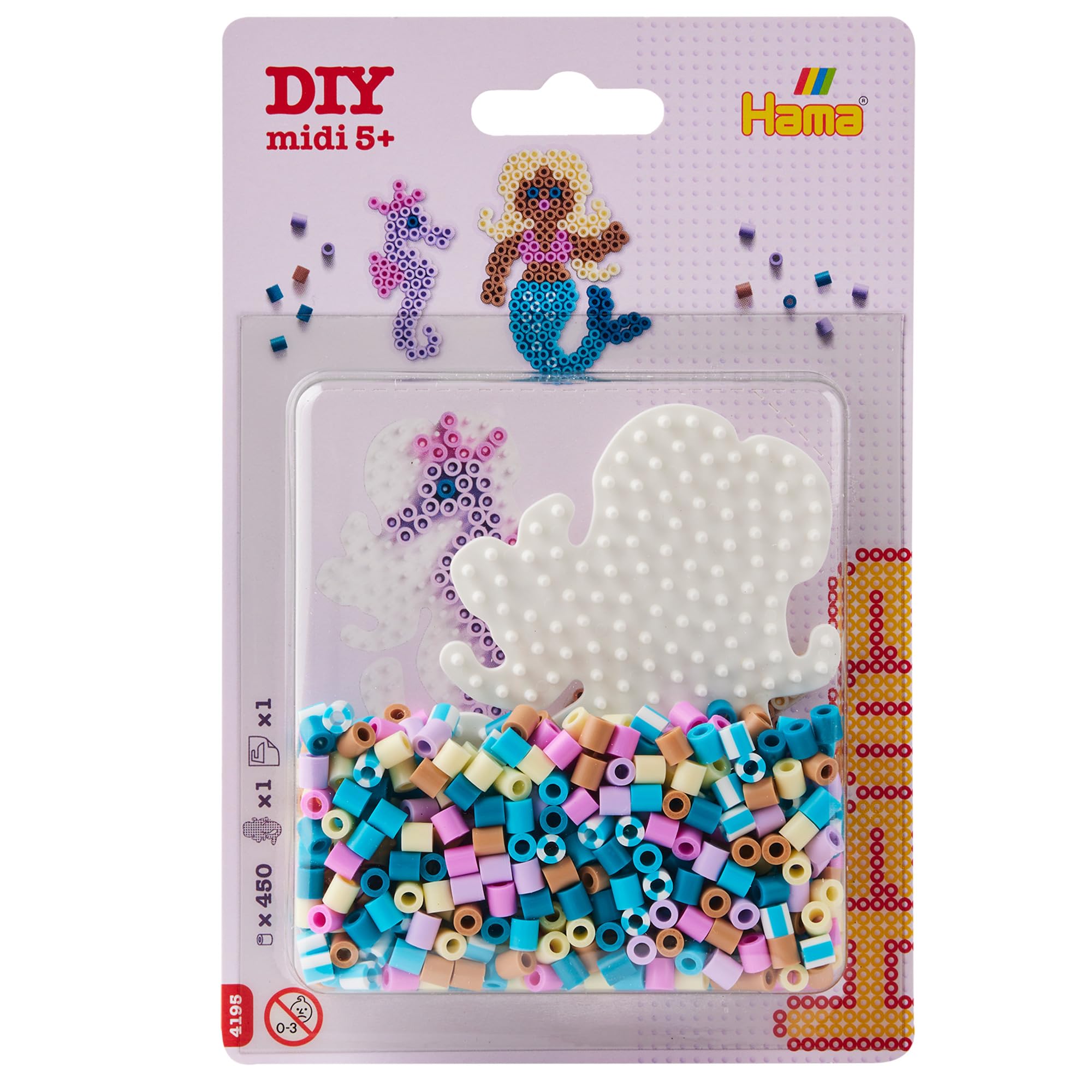 HAMA - petit blister perles à repasser | env. 450 perles | 1 plaque sirène n°332 et papier à repasser