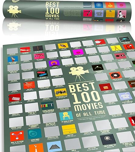 Miniatura 2 de Travel Revealer Póster de 100 películas para raspar de 17 x 24 pulgadas + marco magnético de clip de 17 pulgadas