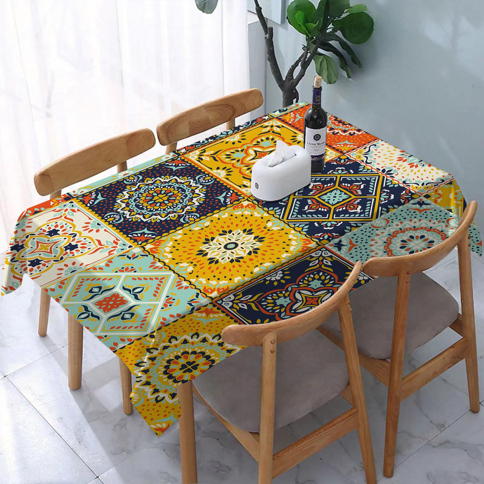 Yoiue Talavera Pattern. Indian Patchwork. Azulejos - A8 Tablecloth,Table Cloth For Rectangle,Talavera Pattern. Indian Patchwork. Azulejos Portugal. Turkish Ornamen,Wrinkle Resistant Decorative Table Cover For Kitchen Dining Parties Picnic 54 X 72 In