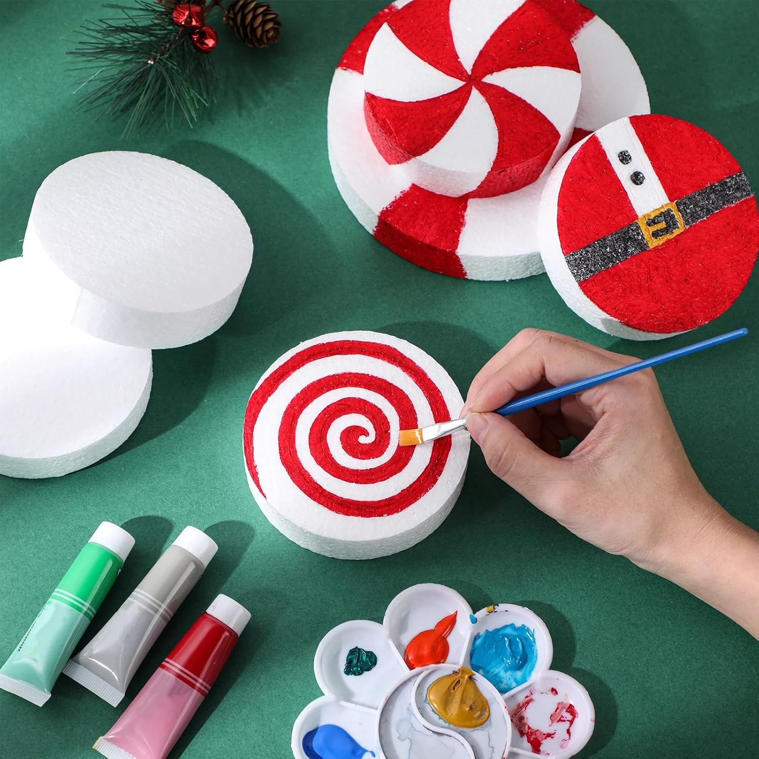 Marsui 26 Pcs Round Foam Circles for Crafts Fake Cake White Discs for DIY Projects 4/6/8/12'' Diameter 1'' Thick Round Foam Disk Craft for Christmas Halloween Cake Sculpture Modeling Decor