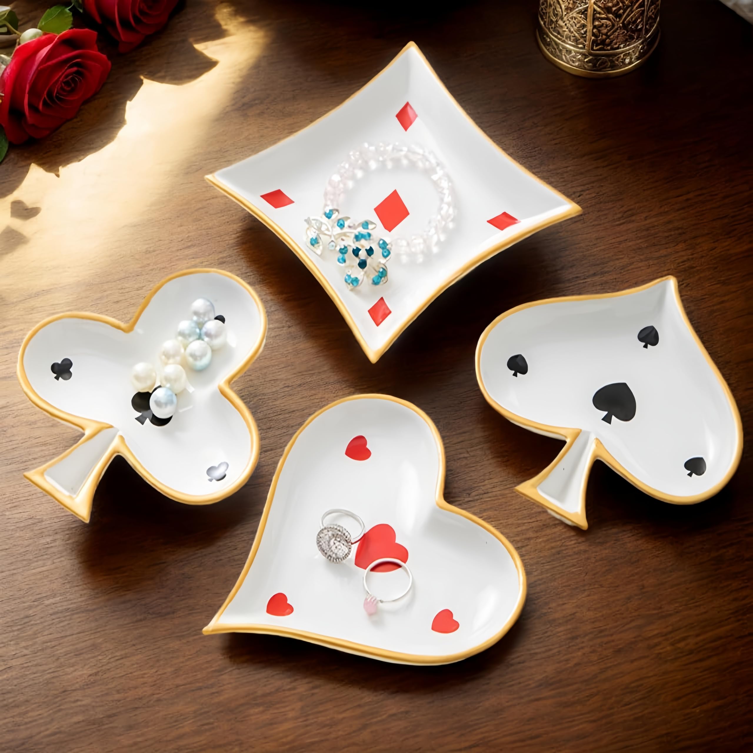 Amazon.com: PAQAYA Enamelled Metal Playing Card Dishes, Mini Sized