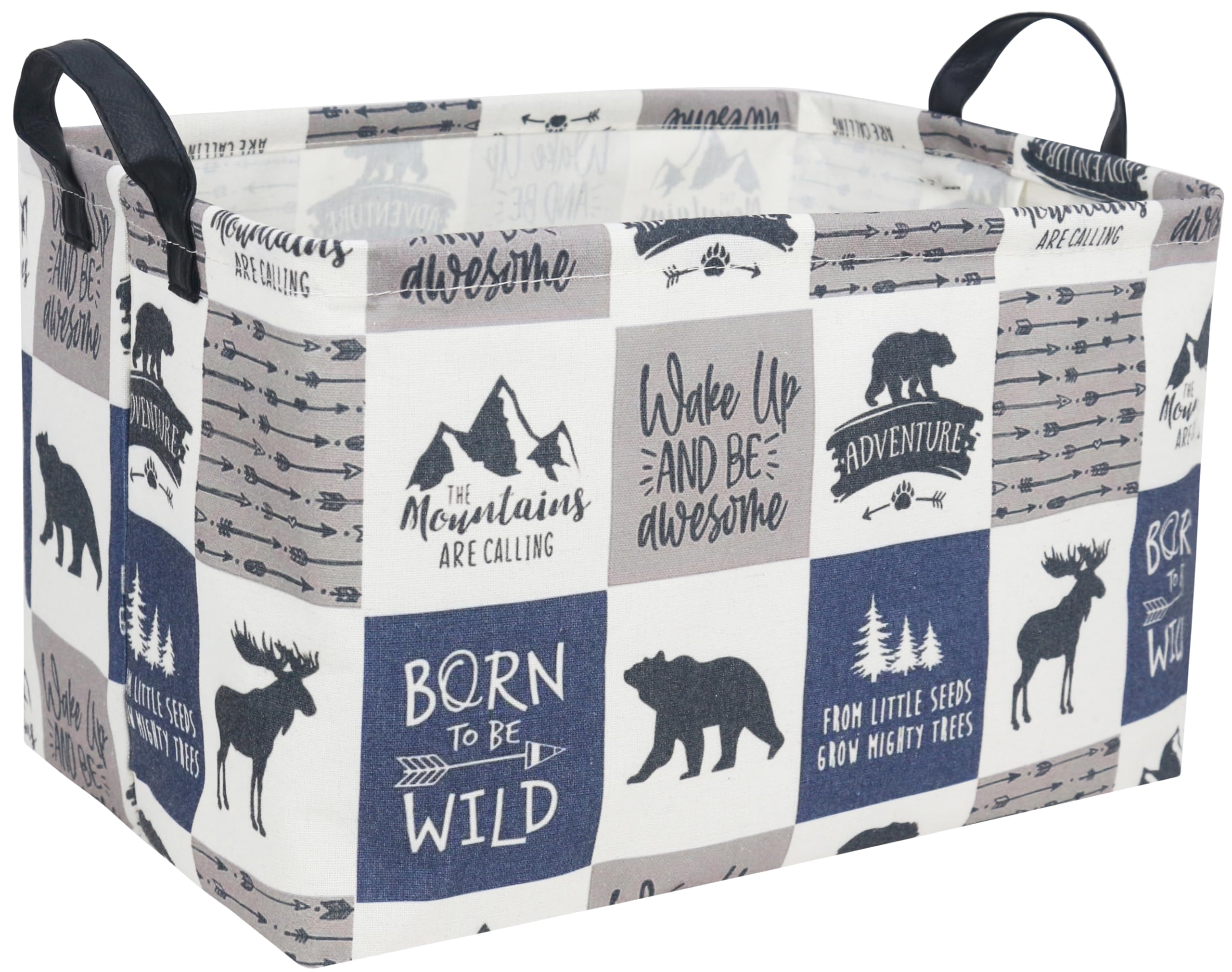 Sanjiaofeng Rectangular Kids Basket Kids Storage Bins,Gift Basket Organizer.Waterproof PE Coating Storage with Handles.Clothers,Toys,Books,Kid's Gifts Storage. (Bear) …