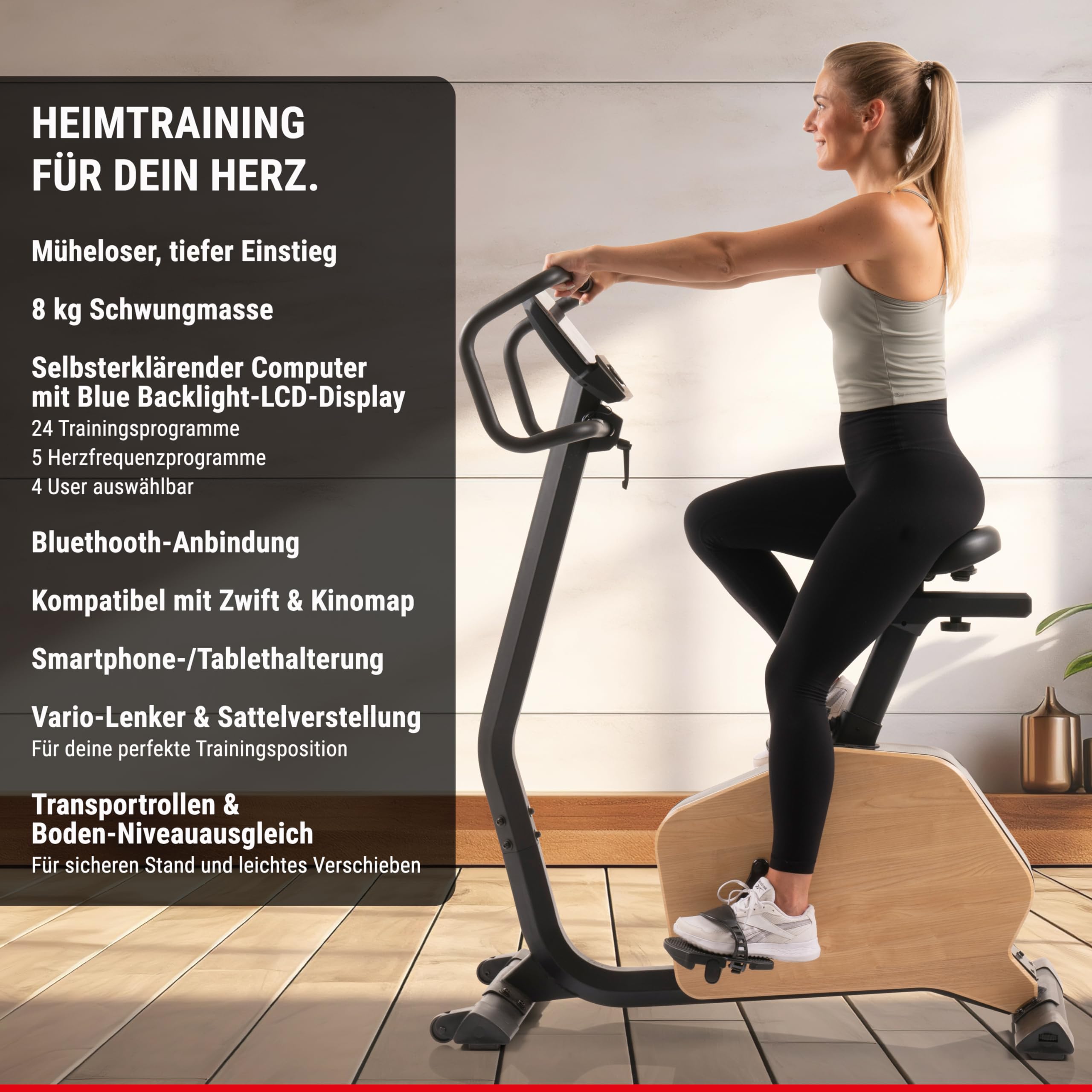 HAMMER Ergometer CardioPace 5.0 NorsK, 24 Programme, Bluetooth, 8 kg Schwungmasse, Kinomap & Zwift