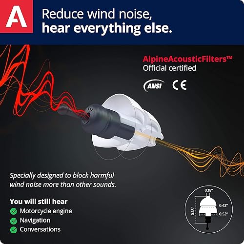 Miniatura 2 de Alpine MotoSafe Tour - Tapones para los oídos de motocicleta para reducción de ruido del viento - 17dB - Protección auditiva de motocicleta -