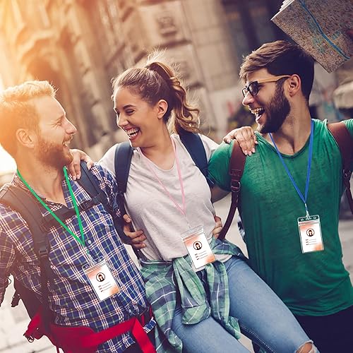 Miniatura 6 de Vetoo Paquete de 6 cordones de crucero con soporte para tarjetas de identificación para mujeres y hombres, soporte transparente con cremallera