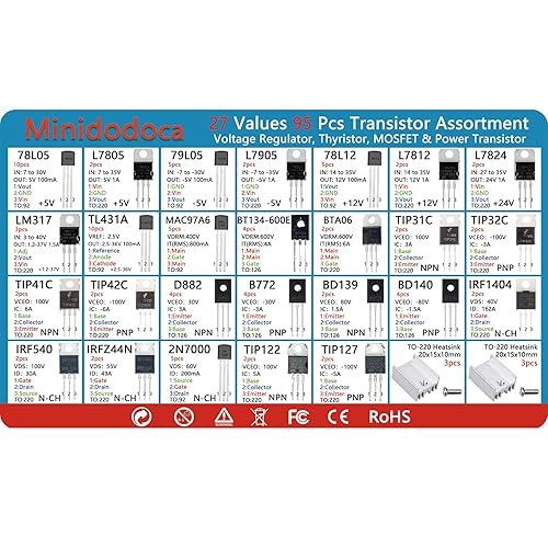 Miniatura 28 de Kit de chips IC minidodoca 173 piezas 20 valores Chip Surtido Set+12 piezas Sockets; circuitos integrados op amp kit 555 temporizador IC incluido