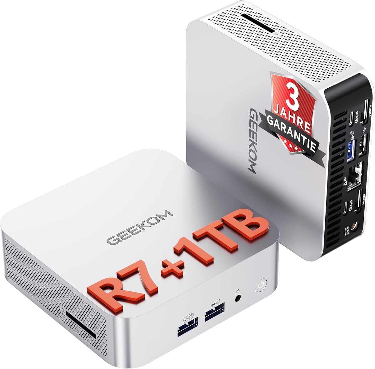 GEEKOM A6 Mini PC mit AMD Ryzen 7 6800H(übertrifft 7730U/7640HS), 1TB PCIe 4.0 SSD | 16GB DDR5 RAM(bis zu 96 GB) | 2xUSB4 | 3 Jahre Garantie | Windows 11 Pro, Mini PC, Ideal für Homeoffice & Kreative