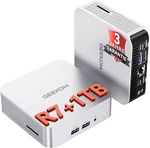 GEEKOM A6 Mini PC mit AMD Ryzen 7 6800H(übertrifft 7730U/7640HS), 1TB PCIe 4.0 SSD | 16GB DDR5 RAM(bis zu 96 GB) | 2xUSB4 | 3 Jahre Garantie | Windows 11 Pro, Mini PC, Ideal für Homeoffice & Kreative