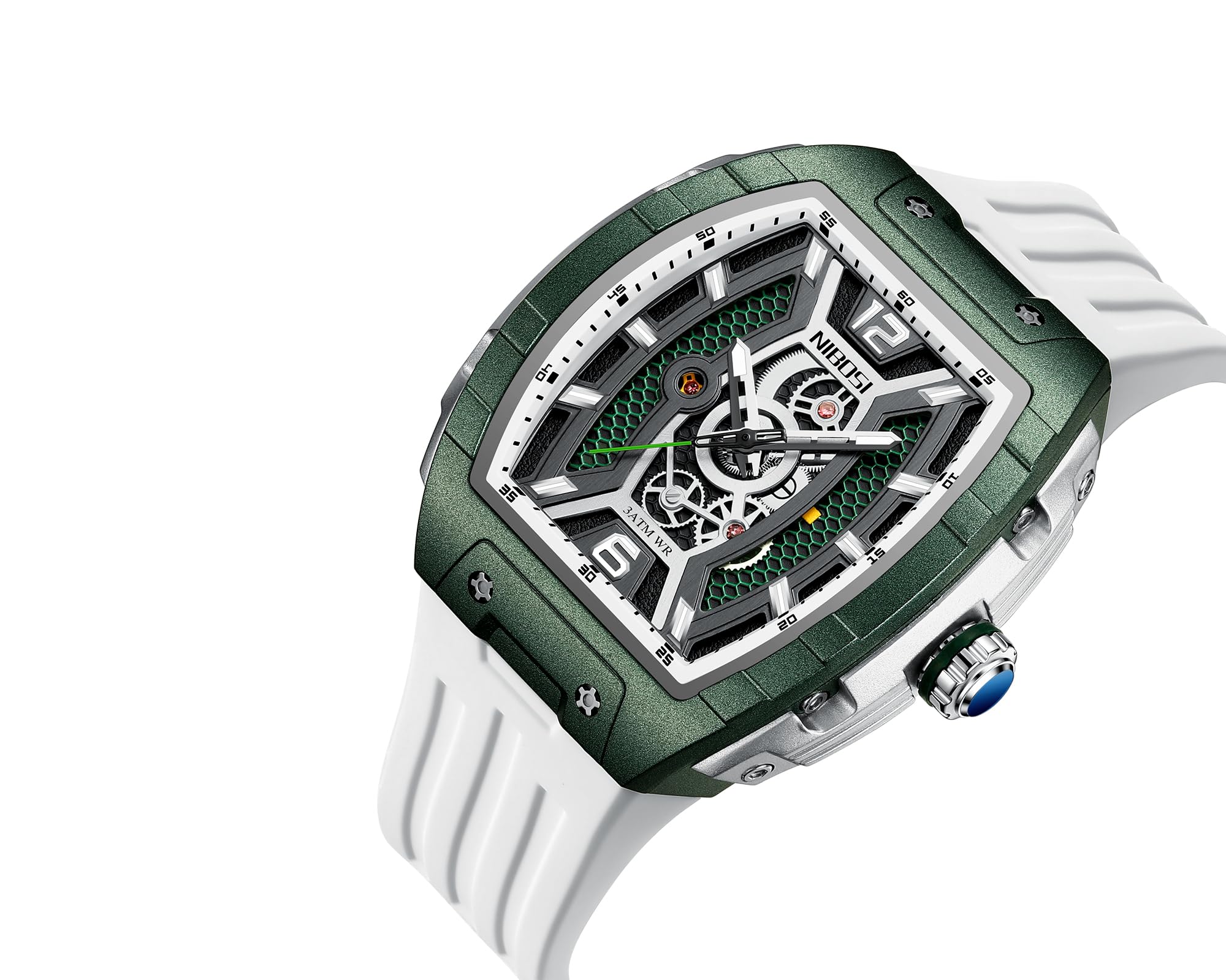 NIBOSI Orologio da polso da uomo quadrato impermeabile digitale analogico al quarzo da lavoro casual in silicone