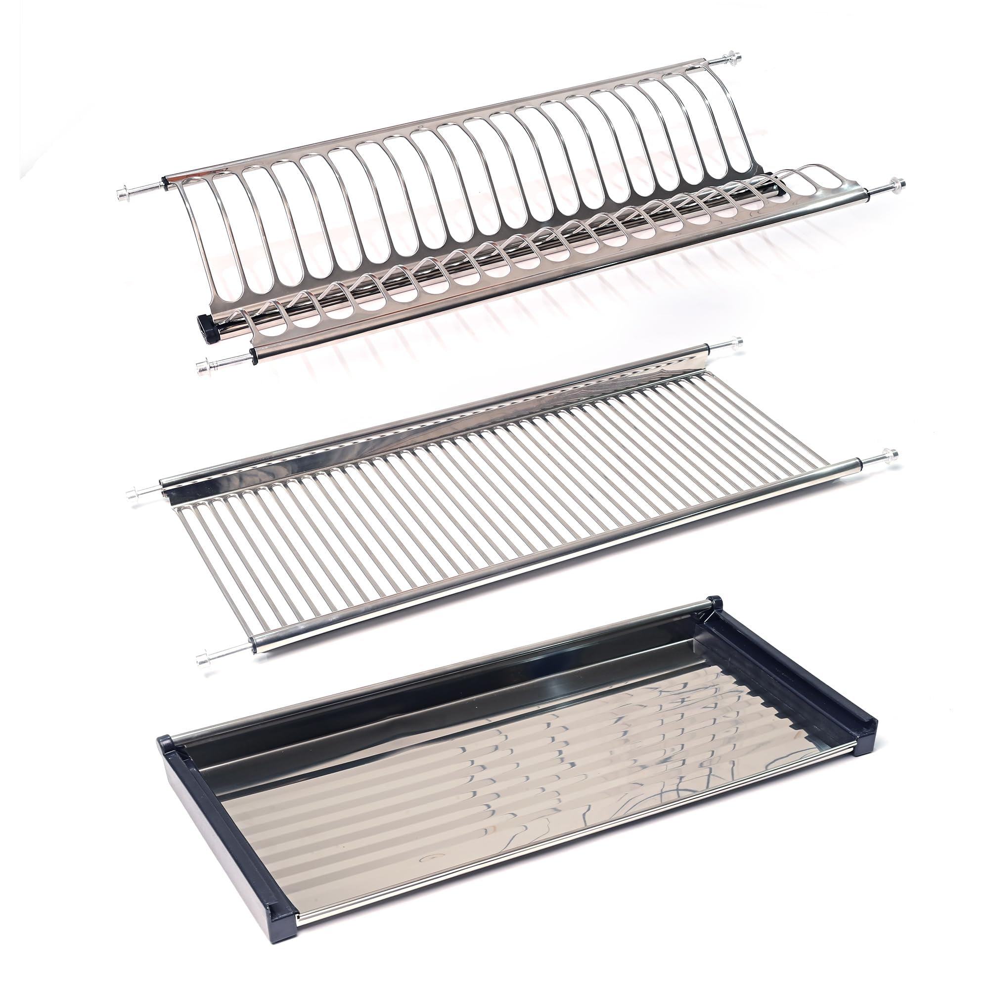 ALKOS Premium Stainless Steel Dish Plate Rack Drainer GTPT for Modular Kitchen Cabinet - Convenient Kitchen Organizer for Quick Drying and Storage (700MM, Silver)