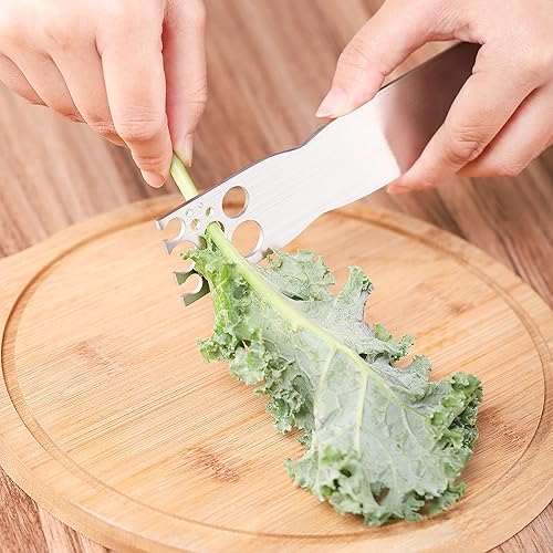 Miniatura 3 de Pelacubos de hojas de acero inoxidable, col rizada, acelga, col rizada y pelacubador de hierbas de cocina